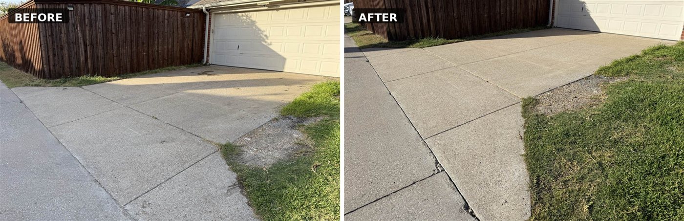 Post & Stone — Driveway, curb to garage (before and after)