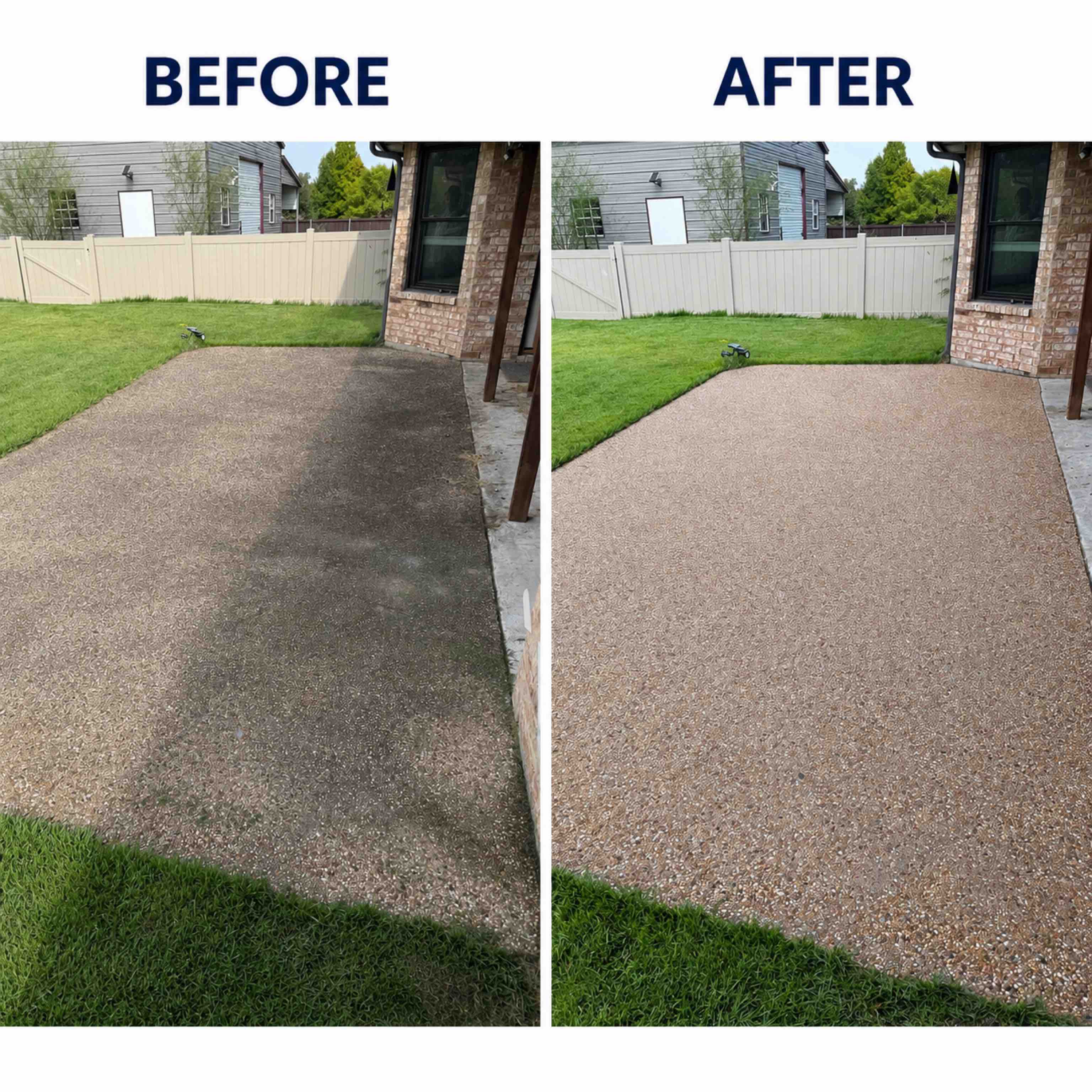 Post & Stone — Aggregate patio (before and after)