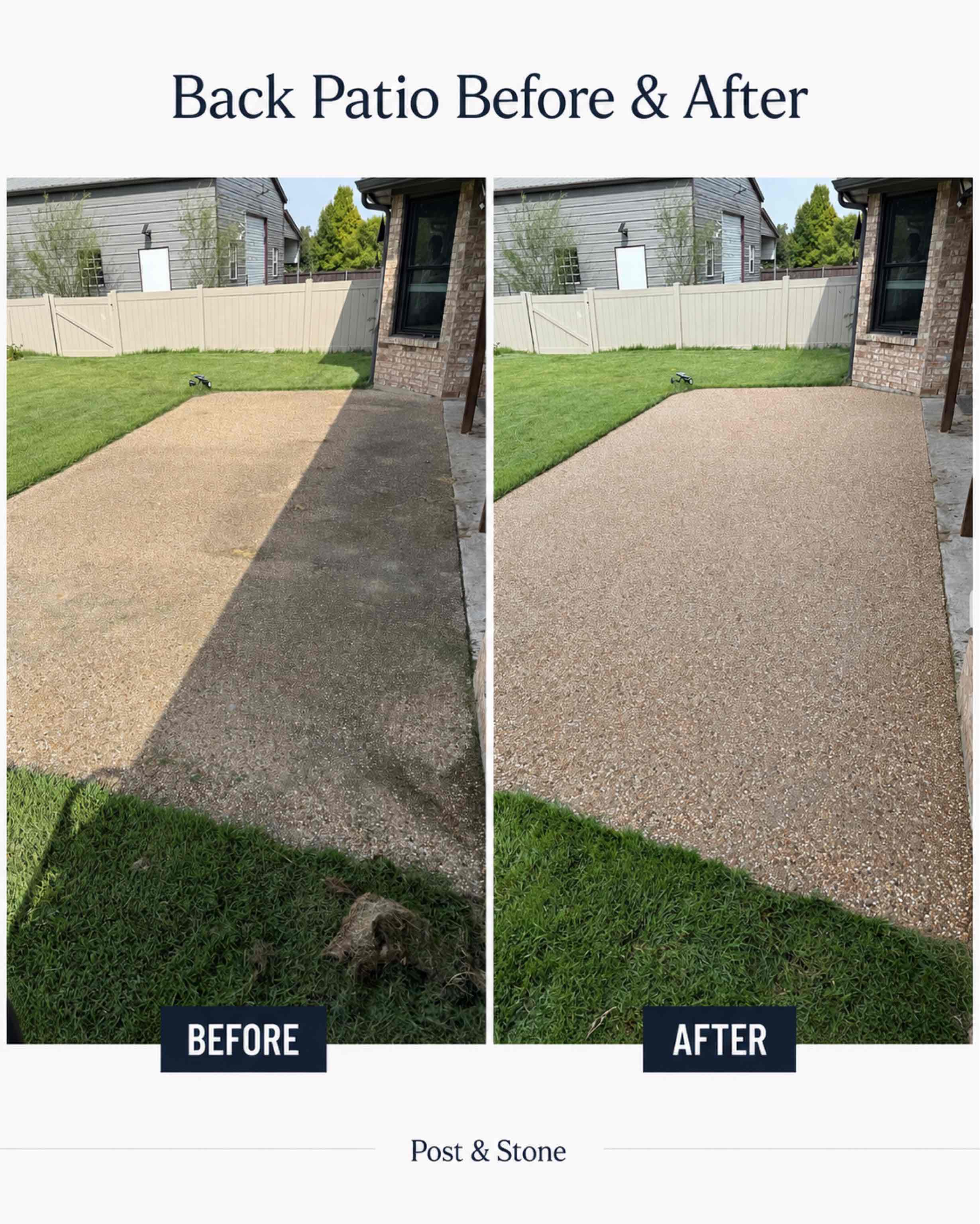 Post & Stone — Back patio restoration (before and after)